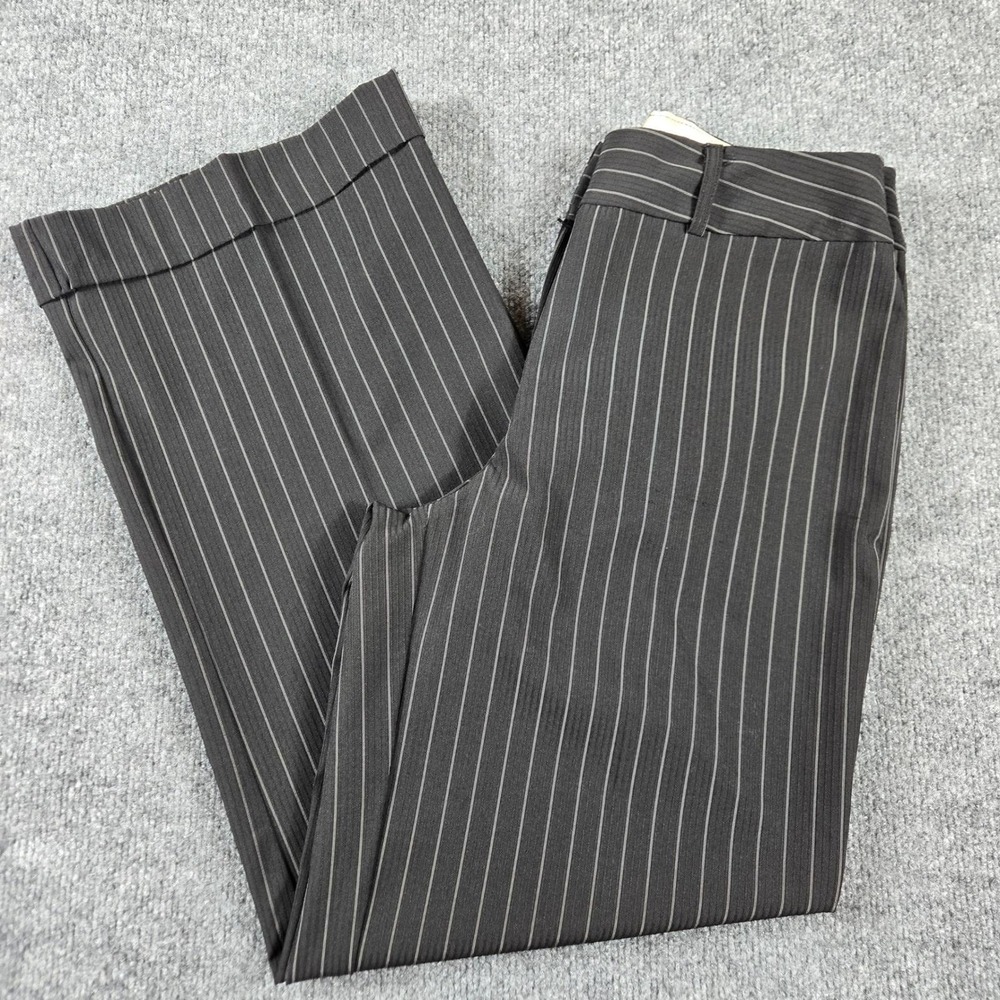 B. Moss Tailor Stretch Dress Pants Women 8 Black Pinstripe Wide Leg Y2K